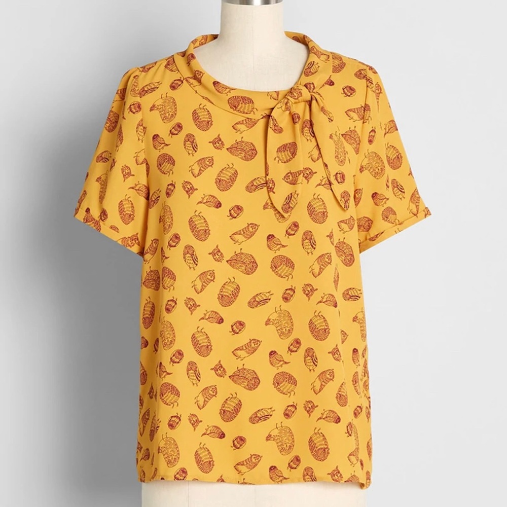 ModCloth Always On My Mind Tie-Neck Blouse